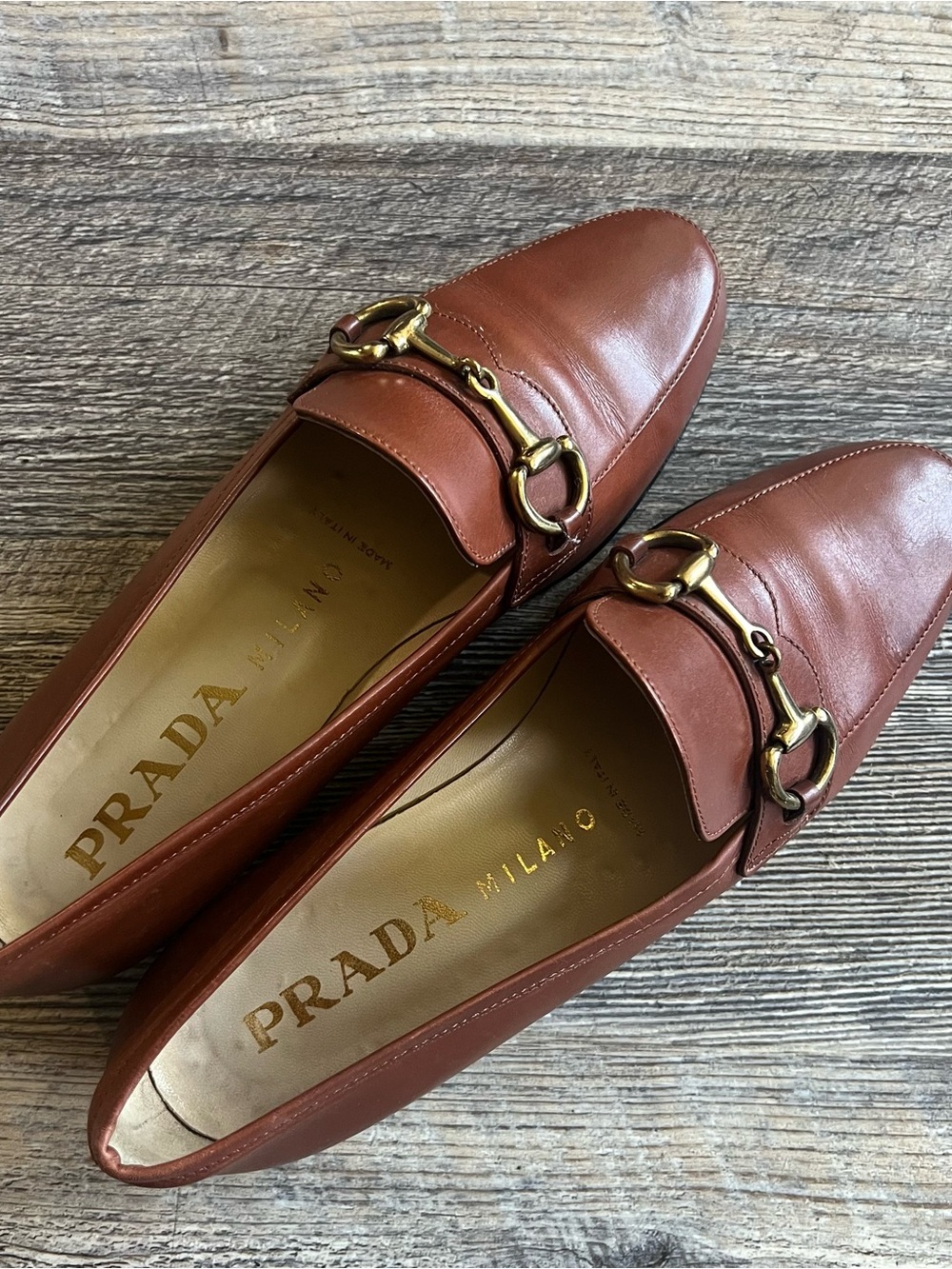 Prada Chestnut Leather Horsebit Loafers for Women Size 6 - Picture 10 of 14